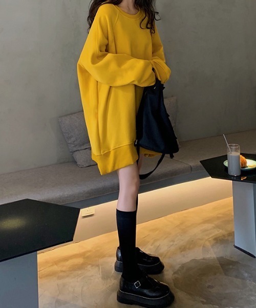 Diosfront（ディオスフロント）の「オーバーサイズ裏起毛トレーナー（スウェット・レディース・グリーン/ブルー/イエロー/ピンク・FREE）」の18枚目の写真