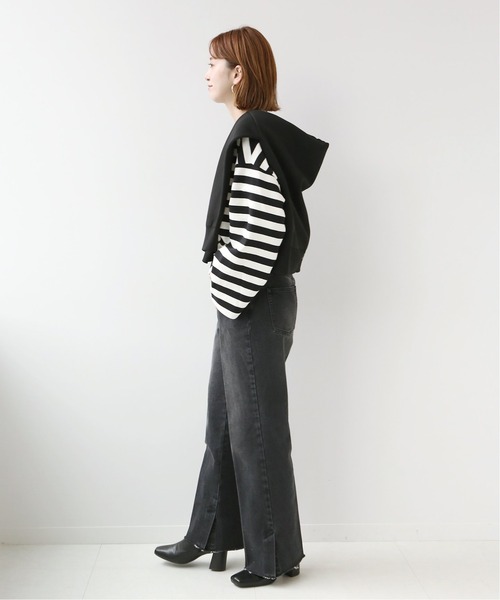 Simplicite（サンプリシテ）の「バスクボーダースリットプルオーバー（Tシャツ/カットソー・レディース・ブラック/ピンク・FREE）」の3枚目の写真