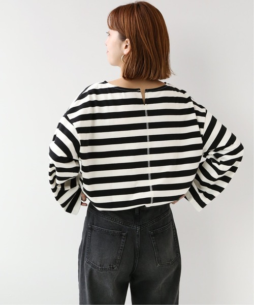 Simplicite（サンプリシテ）の「バスクボーダースリットプルオーバー（Tシャツ/カットソー・レディース・ブラック/ピンク・FREE）」の12枚目の写真