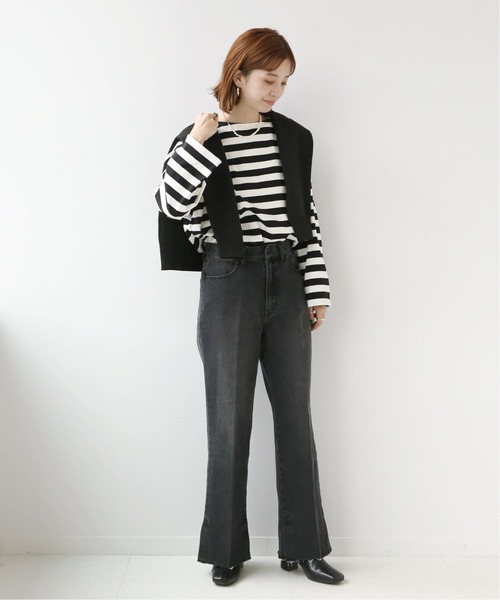 Simplicite（サンプリシテ）の「バスクボーダースリットプルオーバー（Tシャツ/カットソー・レディース・ブラック/ピンク・FREE）」の18枚目の写真