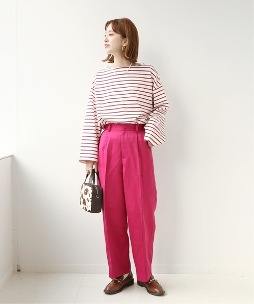 Simplicite（サンプリシテ）の「バスクボーダースリットプルオーバー（Tシャツ/カットソー・レディース・ブラック/ピンク・FREE）」の7枚目の写真