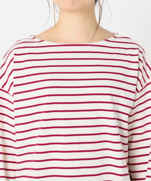 Simplicite（サンプリシテ）の「バスクボーダースリットプルオーバー（Tシャツ/カットソー・レディース・ブラック/ピンク・FREE）」の8枚目の写真