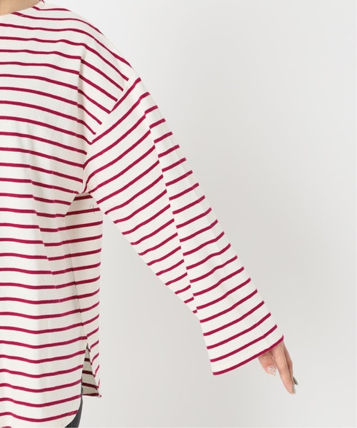 Simplicite（サンプリシテ）の「バスクボーダースリットプルオーバー（Tシャツ/カットソー・レディース・ブラック/ピンク・FREE）」の5枚目の写真