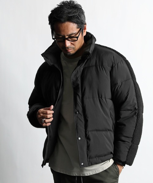 The DUFFER of ST.GEORGE(ザダファーオブセントジョージ)の「BACK BOA PUFFER BZ:ボア切替 中綿入りアウター(ダウンジャケット/コート・メンズ・ブラック・SMALL/MEDIUM/LARGE/X-LARGE)」の4枚目の写真