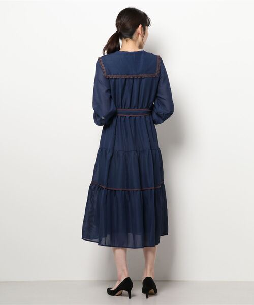 axesネイビー セーラー襟 ワンピース タイ付き×セーラー襟ワンピース | outlet | axes femme online shop