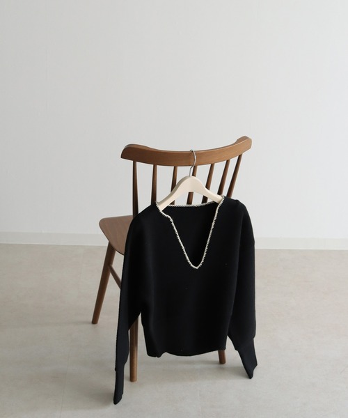 CLEIO（クレイオ）の「【CLEIO】Uネックステッチニット（ニット/セーター・レディース・ブラック/アイボリー/テラコッタ・FREE）」の18枚目の写真