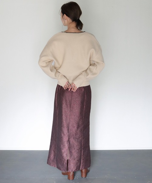 CLEIO（クレイオ）の「【CLEIO】Uネックステッチニット（ニット/セーター・レディース・ブラック/アイボリー/テラコッタ・FREE）」の15枚目の写真