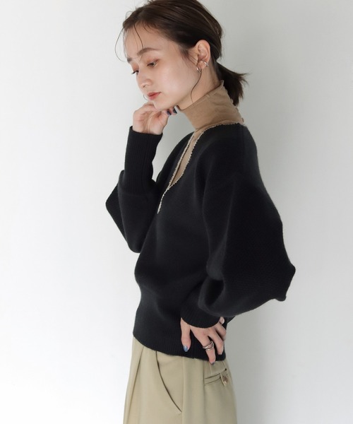 CLEIO（クレイオ）の「【CLEIO】Uネックステッチニット（ニット/セーター・レディース・ブラック/アイボリー/テラコッタ・FREE）」の20枚目の写真