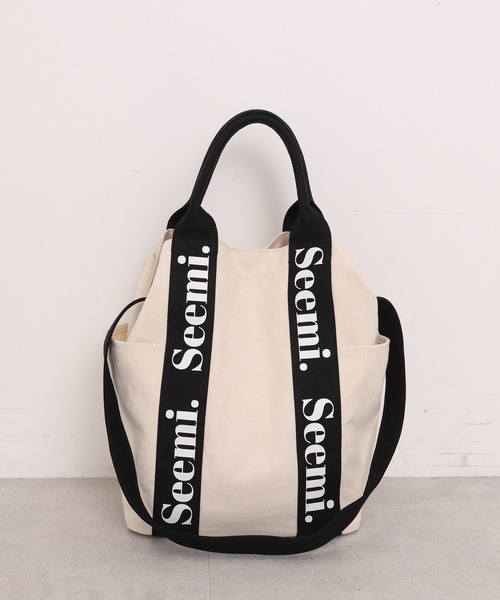 Seemi. byNICECLAUP( シーミーバイナイスクラップ)の「Seemi.ロゴトートバッグ(ショルダーバッグ・レディース・アイボリー/ピンク/ブラック/キナリ・FREE)」の1枚目の写真