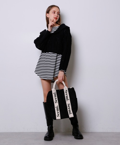 Seemi. byNICECLAUP( シーミーバイナイスクラップ)の「Seemi.ロゴトートバッグ(ショルダーバッグ・レディース・アイボリー/ピンク/ブラック/キナリ・FREE)」の10枚目の写真