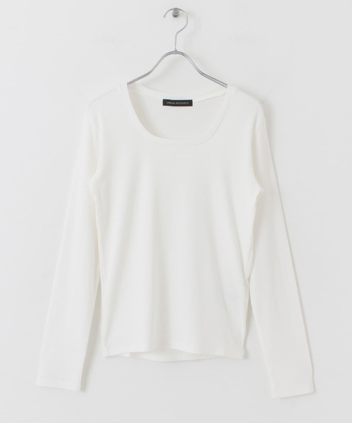 URBAN RESEARCH（アーバンリサーチ）の「Uネックロングスリーブカットソー（Tシャツ/カットソー・レディース・チャコールグレー/グレー系その他/ホワイト・FREE）」の12枚目の写真