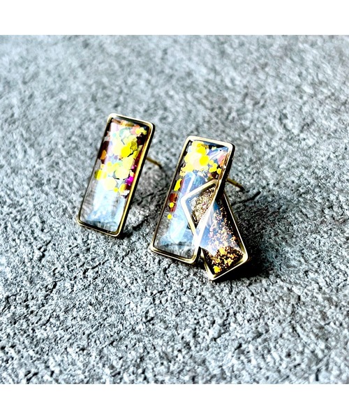 tone(トーン)の「【Willija】金属アレルギー対応《Evil square》偏光素材のアシンメトリーピアス小(MA)(ピアス(両耳用)・レディース・シルバー系その他/ゴールド系その他・FREE)」の5枚目の写真