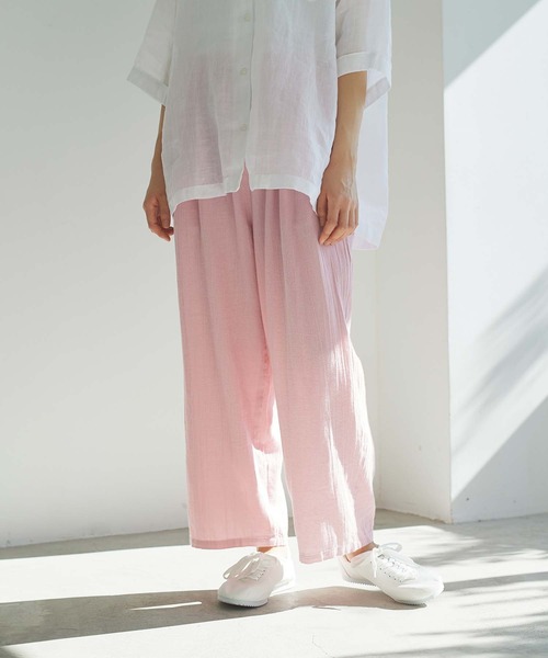 cardo fabrica（カルドファブリカ）の「綾ガーゼ製品染ペチパンツ（その他パンツ・レディース・ライトグレー/ライトグリーン/ネイビー/ライトピンク・FREE）」の4枚目の写真