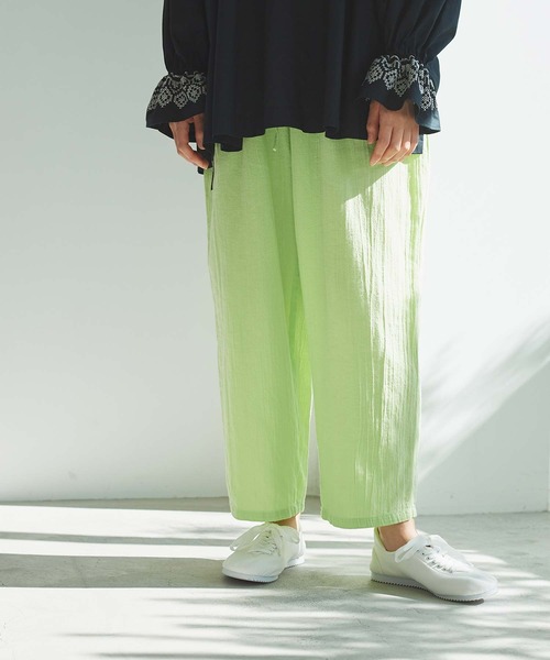 cardo fabrica（カルドファブリカ）の「綾ガーゼ製品染ペチパンツ（その他パンツ・レディース・ライトグレー/ライトグリーン/ネイビー/ライトピンク・FREE）」の2枚目の写真