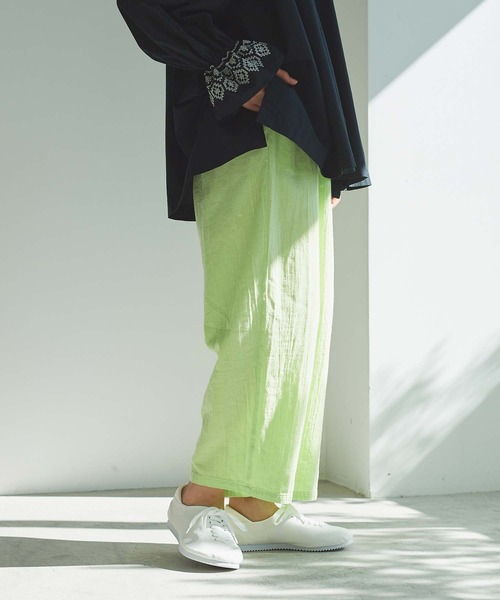 cardo fabrica（カルドファブリカ）の「綾ガーゼ製品染ペチパンツ（その他パンツ・レディース・ライトグレー/ライトグリーン/ネイビー/ライトピンク・FREE）」の10枚目の写真