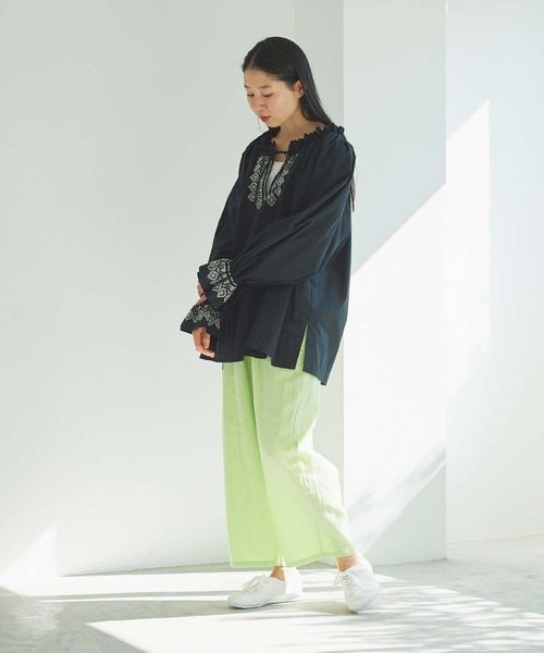 cardo fabrica（カルドファブリカ）の「綾ガーゼ製品染ペチパンツ（その他パンツ・レディース・ライトグレー/ライトグリーン/ネイビー/ライトピンク・FREE）」の11枚目の写真