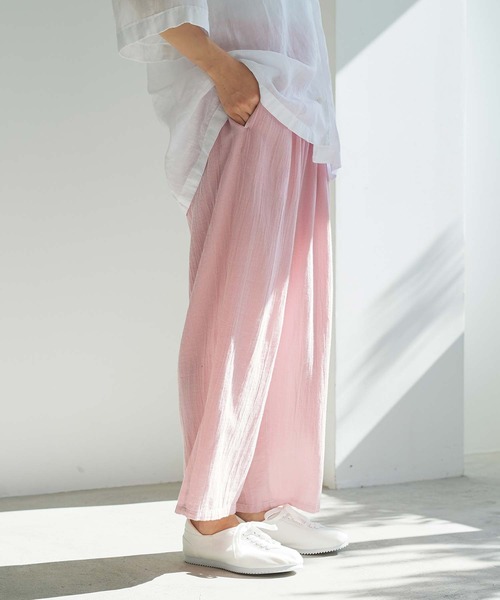 cardo fabrica（カルドファブリカ）の「綾ガーゼ製品染ペチパンツ（その他パンツ・レディース・ライトグレー/ライトグリーン/ネイビー/ライトピンク・FREE）」の5枚目の写真