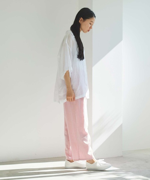 cardo fabrica（カルドファブリカ）の「綾ガーゼ製品染ペチパンツ（その他パンツ・レディース・ライトグレー/ライトグリーン/ネイビー/ライトピンク・FREE）」の6枚目の写真