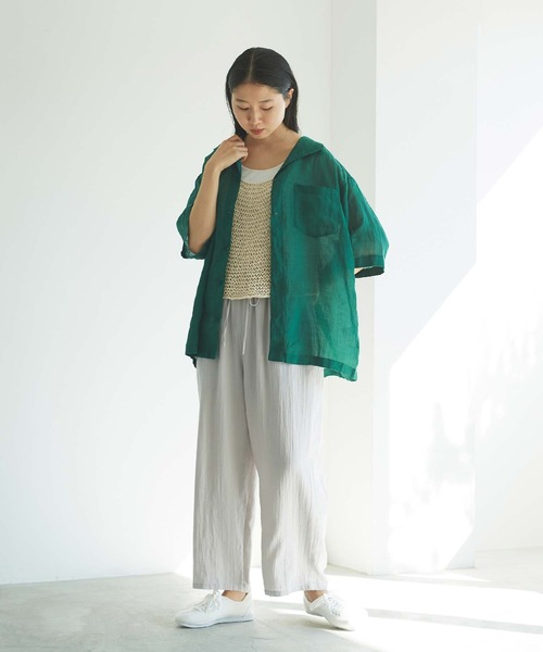 cardo fabrica（カルドファブリカ）の「綾ガーゼ製品染ペチパンツ（その他パンツ・レディース・ライトグレー/ライトグリーン/ネイビー/ライトピンク・FREE）」の8枚目の写真