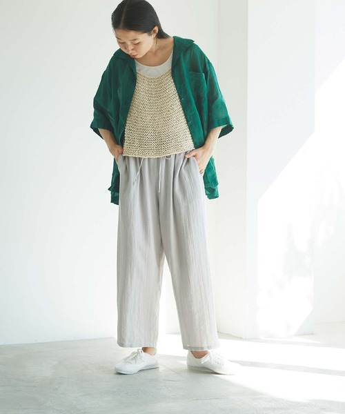 cardo fabrica（カルドファブリカ）の「綾ガーゼ製品染ペチパンツ（その他パンツ・レディース・ライトグレー/ライトグリーン/ネイビー/ライトピンク・FREE）」の16枚目の写真