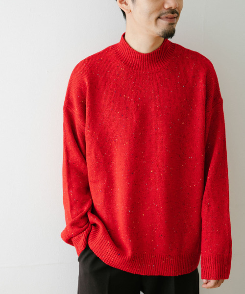 ITEMS URBANRESEARCH(アイテムズ アーバンリサーチ)の「ネップヤーン ハイネックニット(ニット/セーター・メンズ・オフホワイト/ブラック/レッド・MEDIUM/LARGE)」の3枚目の写真