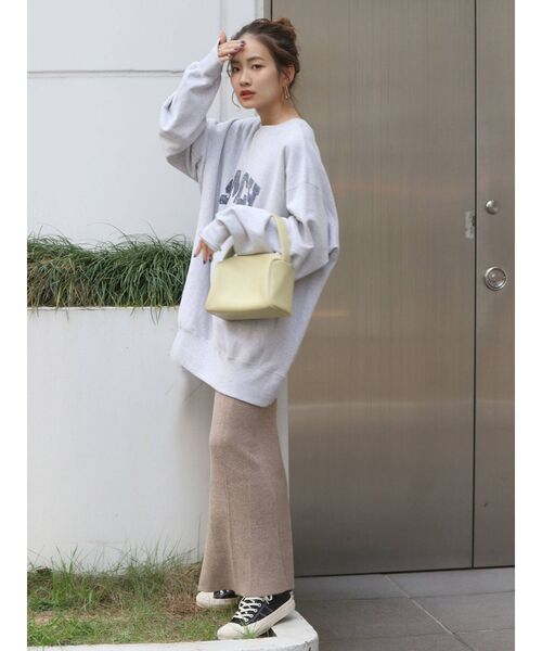 Ungrid（アングリッド）の「リブ編みマーメイドスカート（スカート・レディース・チャコールグレー/ブラウン・FREE）」の3枚目の写真