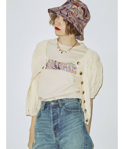 jouetie（ジュエティ）の「マーブルパターンバケットハット（ハット・レディース・パープル/ブラウン/アイボリー・FREE）」の4枚目の写真