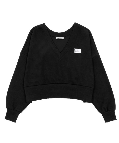 Figments（フィグメンツ）の「ドロップショルダーVネックセーター（ニット/セーター・レディース・ブラック/グレー・FREE）」の9枚目の写真