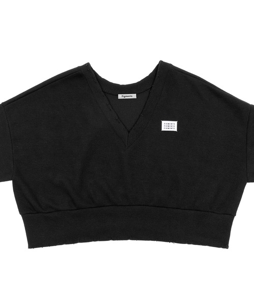 Figments（フィグメンツ）の「ドロップショルダーVネックセーター（ニット/セーター・レディース・ブラック/グレー・FREE）」の3枚目の写真