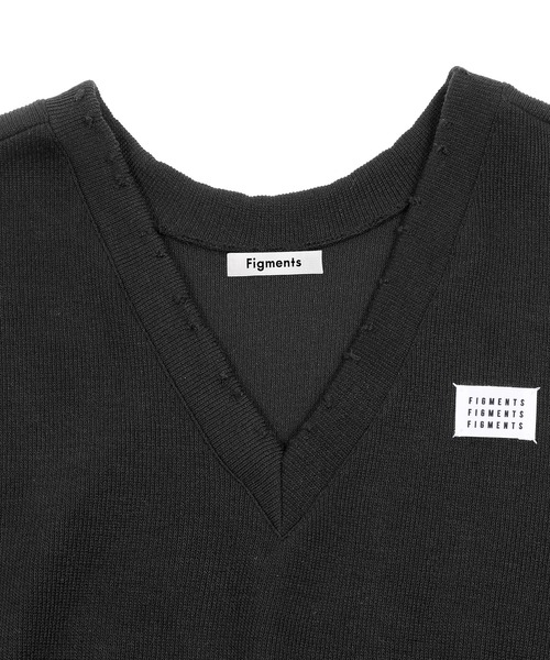 Figments（フィグメンツ）の「ドロップショルダーVネックセーター（ニット/セーター・レディース・ブラック/グレー・FREE）」の10枚目の写真