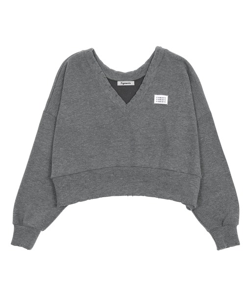 Figments（フィグメンツ）の「ドロップショルダーVネックセーター（ニット/セーター・レディース・ブラック/グレー・FREE）」の13枚目の写真