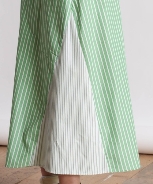 cepo（セポ）の「クレイジーパターン ストライプシャツワンピース（シャツワンピース・レディース・オフホワイト/グリーン系/ブルー系・M）」の18枚目の写真