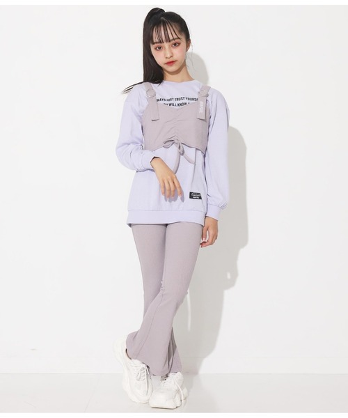 ANAP GｉRL（アナップガール）の「リブフレアパンツ（その他パンツ・キッズ・グレー/ベージュ/ブラック・XS/S/M）」の11枚目の写真