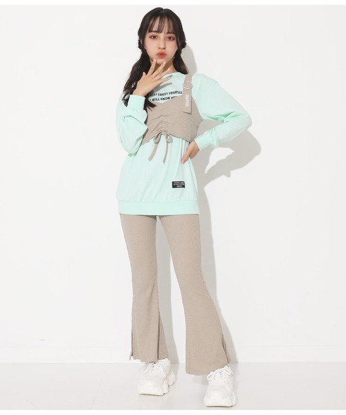 ANAP GｉRL（アナップガール）の「リブフレアパンツ（その他パンツ・キッズ・グレー/ベージュ/ブラック・XS/S/M）」の14枚目の写真