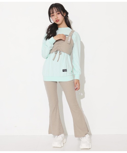 ANAP GｉRL（アナップガール）の「リブフレアパンツ（その他パンツ・キッズ・グレー/ベージュ/ブラック・XS/S/M）」の15枚目の写真