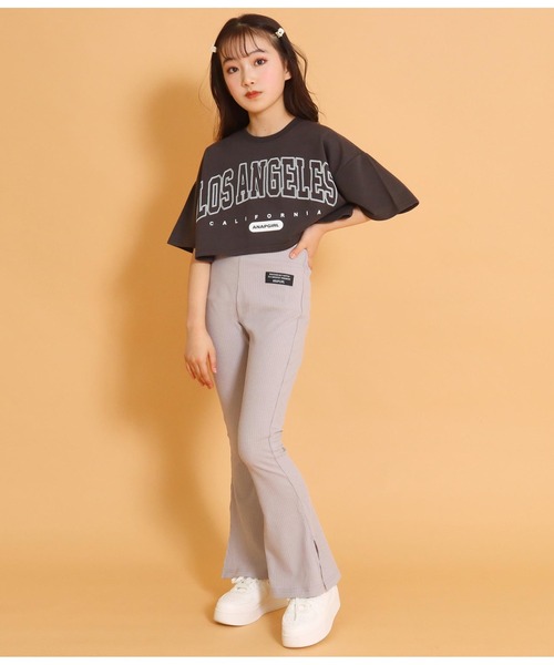 ANAP GｉRL（アナップガール）の「リブフレアパンツ（その他パンツ・キッズ・グレー/ベージュ/ブラック・XS/S/M）」の5枚目の写真