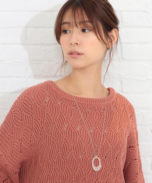 SHOO・LA・RUE（シューラルー）の「◆マーブルメタルフレームネックレス（ネックレス・レディース・ナチュラル/サンドベージュ/ネイビー・00）」の9枚目の写真