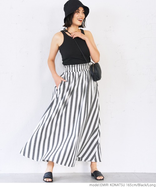 CATCOCOON 2024コレクションWEDNESDAYストライプスカート 白 コカ coca 太ストライプスカート （Black） -ファッション通販