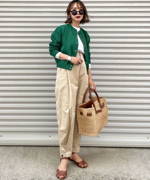 ReNorm(リノーム)の「【pocoコラボ】タックテーパードパンツ(スラックス・レディース・カーキ/ベージュ・S/M)」の3枚目の写真