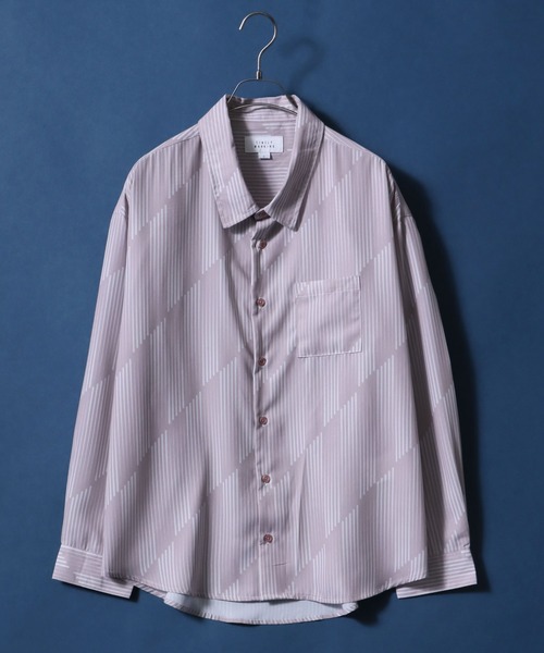 ANPAS（アンパス）の「Satin ＆ Georgette Total Pattern Print Oversize Shirt/サテン＆ジョーゼット 総柄プリント オーバーサイズ とろみシャツ（シャツ/ブラウス・メンズ・チャコールグレー/ブラック/ベージュ/ブラウン/オフホワイト/グリーン/アイボリー/ブルーグレー/ブラック系その他/ワイン/ホワイト系その他/ブルー系その他・M/L/LL）」の10枚目の写真