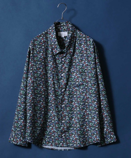 ANPAS（アンパス）の「Satin ＆ Georgette Total Pattern Print Oversize Shirt/サテン＆ジョーゼット 総柄プリント オーバーサイズ とろみシャツ（シャツ/ブラウス・メンズ・チャコールグレー/ブラック/ベージュ/ブラウン/オフホワイト/グリーン/アイボリー/ブルーグレー/ブラック系その他/ワイン/ホワイト系その他/ブルー系その他・M/L/LL）」の6枚目の写真