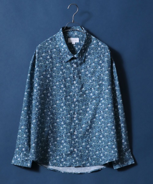 ANPAS（アンパス）の「Satin ＆ Georgette Total Pattern Print Oversize Shirt/サテン＆ジョーゼット 総柄プリント オーバーサイズ とろみシャツ（シャツ/ブラウス・メンズ・チャコールグレー/ブラック/ベージュ/ブラウン/オフホワイト/グリーン/アイボリー/ブルーグレー/ブラック系その他/ワイン/ホワイト系その他/ブルー系その他・M/L/LL）」の8枚目の写真