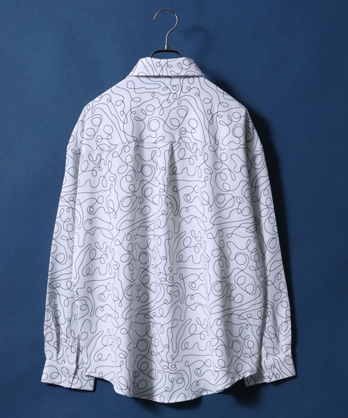 ANPAS（アンパス）の「Satin ＆ Georgette Total Pattern Print Oversize Shirt/サテン＆ジョーゼット 総柄プリント オーバーサイズ とろみシャツ（シャツ/ブラウス・メンズ・チャコールグレー/ブラック/ベージュ/ブラウン/オフホワイト/グリーン/アイボリー/ブルーグレー/ブラック系その他/ワイン/ホワイト系その他/ブルー系その他・M/L/LL）」の15枚目の写真