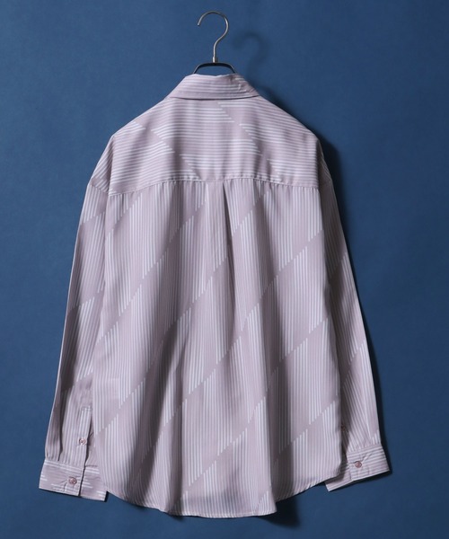 ANPAS（アンパス）の「Satin ＆ Georgette Total Pattern Print Oversize Shirt/サテン＆ジョーゼット 総柄プリント オーバーサイズ とろみシャツ（シャツ/ブラウス・メンズ・チャコールグレー/ブラック/ベージュ/ブラウン/オフホワイト/グリーン/アイボリー/ブルーグレー/ブラック系その他/ワイン/ホワイト系その他/ブルー系その他・M/L/LL）」の21枚目の写真