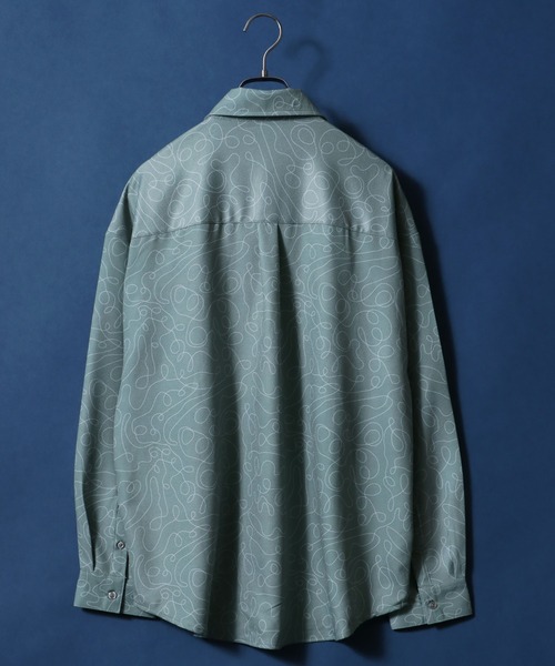 ANPAS（アンパス）の「Satin ＆ Georgette Total Pattern Print Oversize Shirt/サテン＆ジョーゼット 総柄プリント オーバーサイズ とろみシャツ（シャツ/ブラウス・メンズ・チャコールグレー/ブラック/ベージュ/ブラウン/オフホワイト/グリーン/アイボリー/ブルーグレー/ブラック系その他/ワイン/ホワイト系その他/ブルー系その他・M/L/LL）」の22枚目の写真