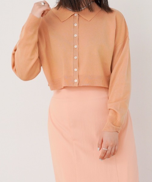 omom sot(オムオムソット)の「ニット カーディガン 衿付き omom sot(カーディガン/ボレロ・レディース・ブラウン/オレンジ/ライトグリーン・M)」の3枚目の写真