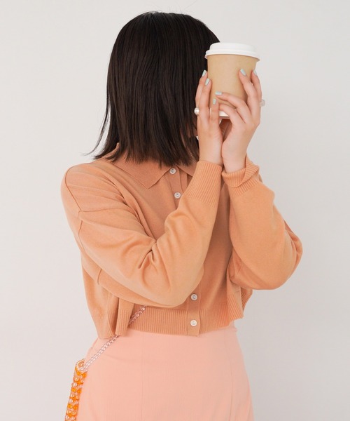 omom sot(オムオムソット)の「ニット カーディガン 衿付き omom sot(カーディガン/ボレロ・レディース・ブラウン/オレンジ/ライトグリーン・M)」の13枚目の写真