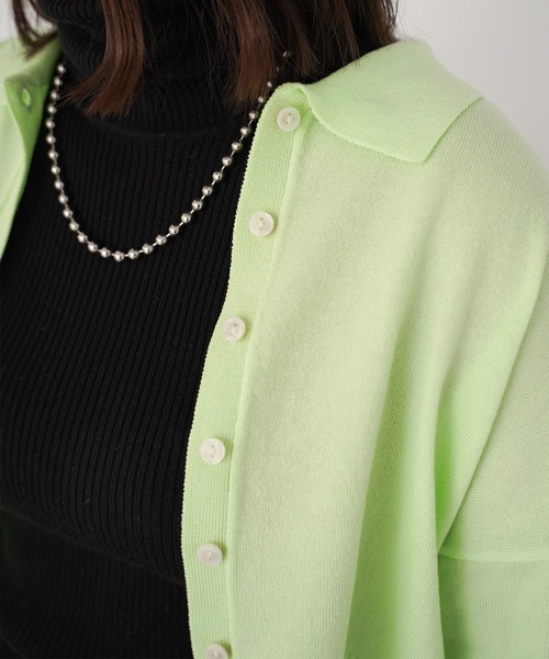 omom sot(オムオムソット)の「ニット カーディガン 衿付き omom sot(カーディガン/ボレロ・レディース・ブラウン/オレンジ/ライトグリーン・M)」の16枚目の写真