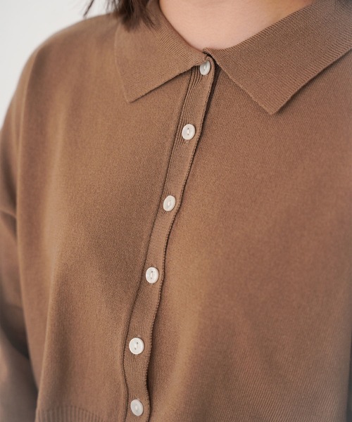 omom sot(オムオムソット)の「ニット カーディガン 衿付き omom sot(カーディガン/ボレロ・レディース・ブラウン/オレンジ/ライトグリーン・M)」の7枚目の写真