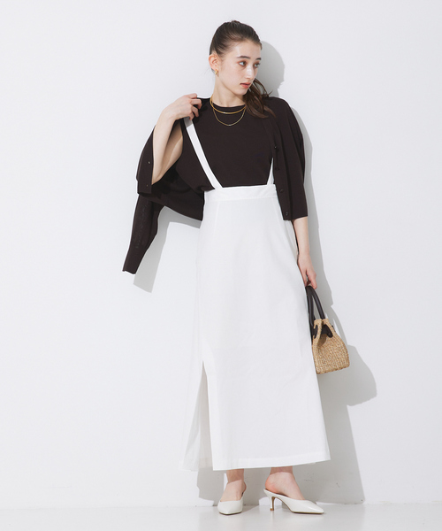 Rouge vif Anna（ルージュヴィフアンナ）の「【セットアップ対応】リネン混サスペンダースカート（スカート・レディース・ホワイト/ベージュ・38/36）」の4枚目の写真